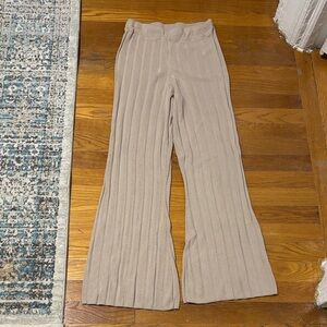 H&M beige  Ribbed Knit Flare Pants